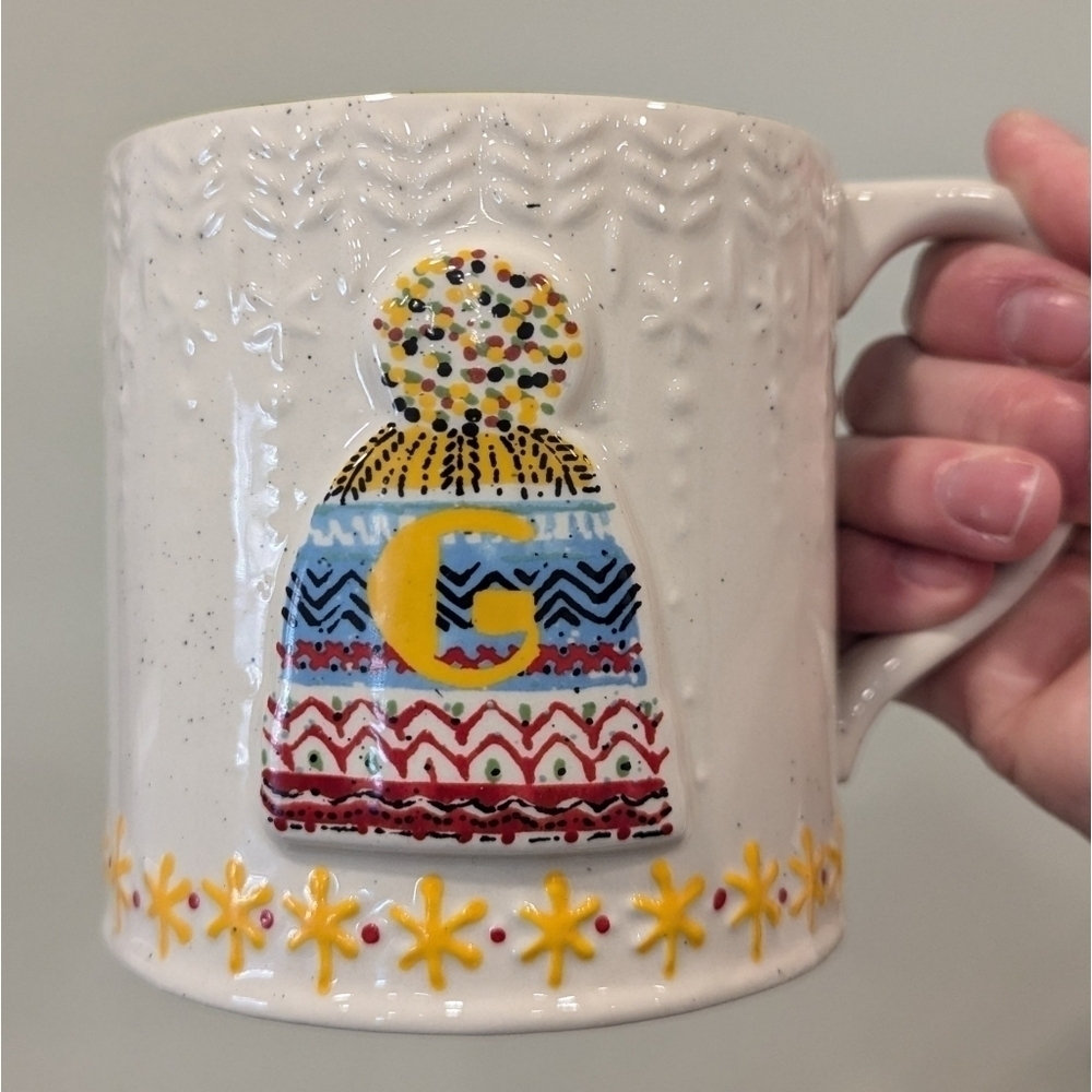 Anthropologie Bundle Up Monogram G Ceramic Mug